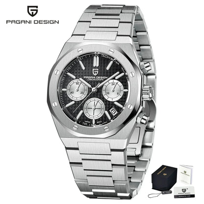 Pagani Design 2025 New Vk63 Fashionable Men\'s Quartz Chronograph Luxury Sapphire Stainless Steel Waterproof Sport 20Bar Luminou